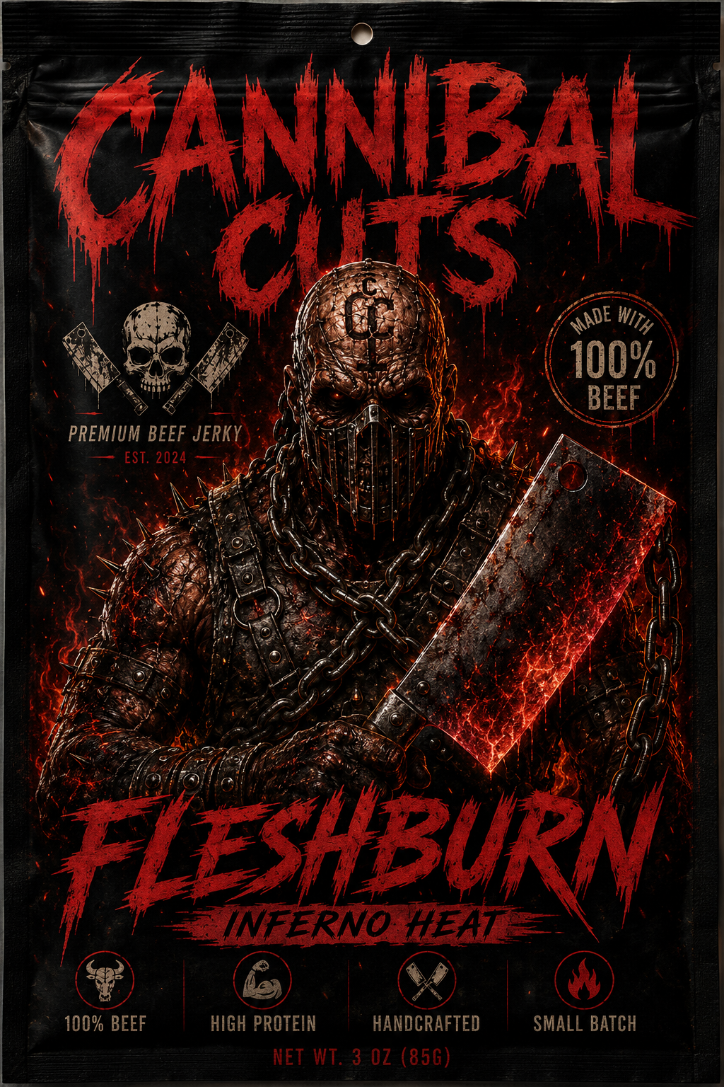 Original Cannibal Cuts Fleshburn masked cannibal artwork